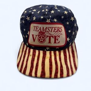 Vintage 1996 Teamsters VOTE American Flag USA Hat
